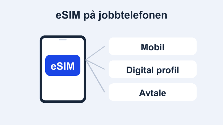 Illustrasjon av en digital abonnementsprofil på en jobbtelefon, knyttet til en mobilavtale.