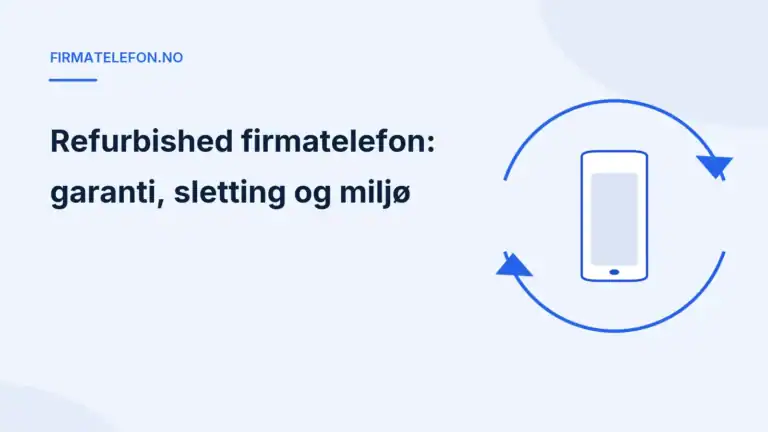 Illustrasjon for artikkelen Refurbished firmatelefon: telefon omgitt av sirkulaere gjenbrukspiler, Firmatelefon.no.